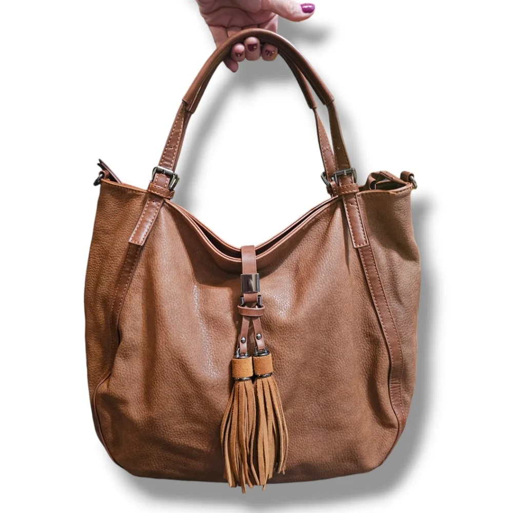 Moda Luxe Leather Handbag with removable strap
